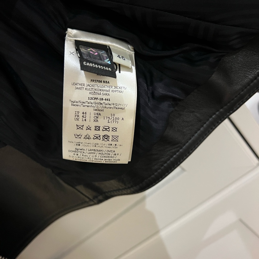 Fendi Black Leather Jacket with Brown Logo Accents (fits like a Medium/Large) - Picture 3 of 6